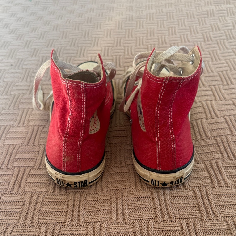 Converse Red High-Top Canvas Sneakers with White Accents - Picture 6 of 13